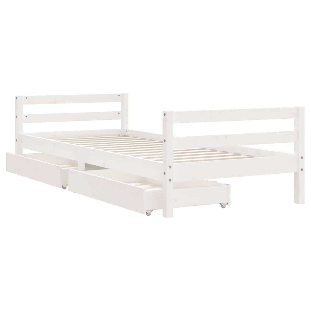 Kinderbedframe met lades 80x200 cm massief grenenhout wit is nu te koop bij PeponiXL, paradijselijk wonen!