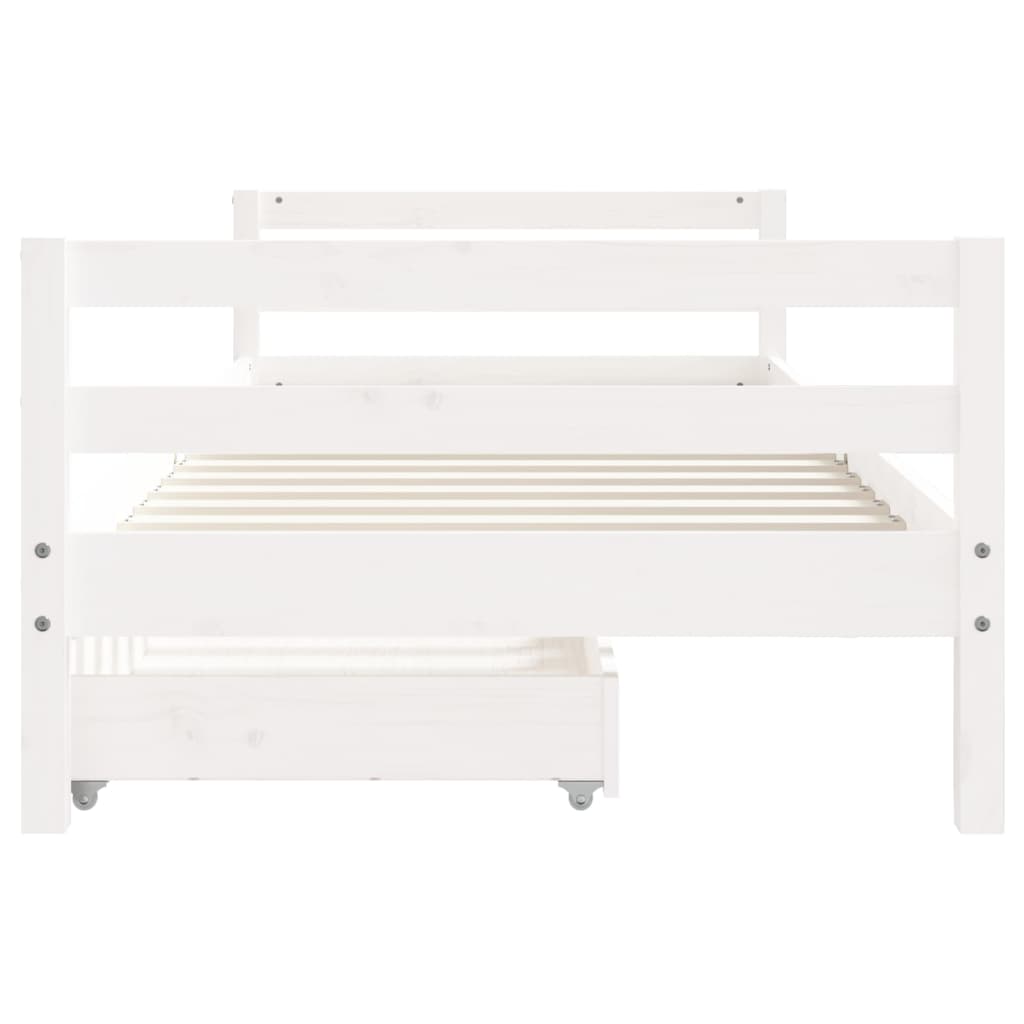 Kinderbedframe met lades 80x200 cm massief grenenhout wit is nu te koop bij PeponiXL, paradijselijk wonen!