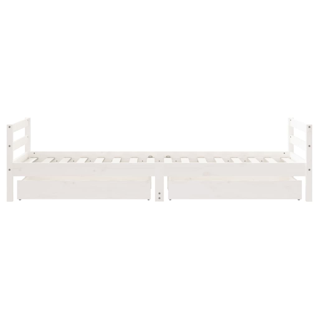 Kinderbedframe met lades 80x200 cm massief grenenhout wit is nu te koop bij PeponiXL, paradijselijk wonen!