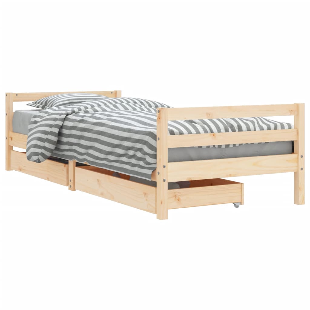 Kinderbedframe met lades 90x200 cm massief grenenhout is nu te koop bij PeponiXL, paradijselijk wonen!