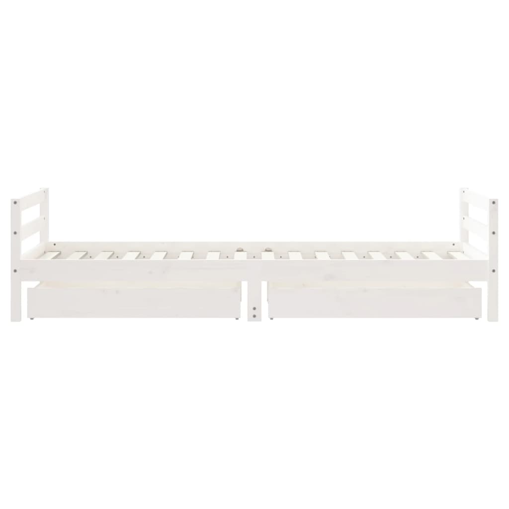 Kinderbedframe met lades 90x200 cm massief grenenhout wit is nu te koop bij PeponiXL, paradijselijk wonen!