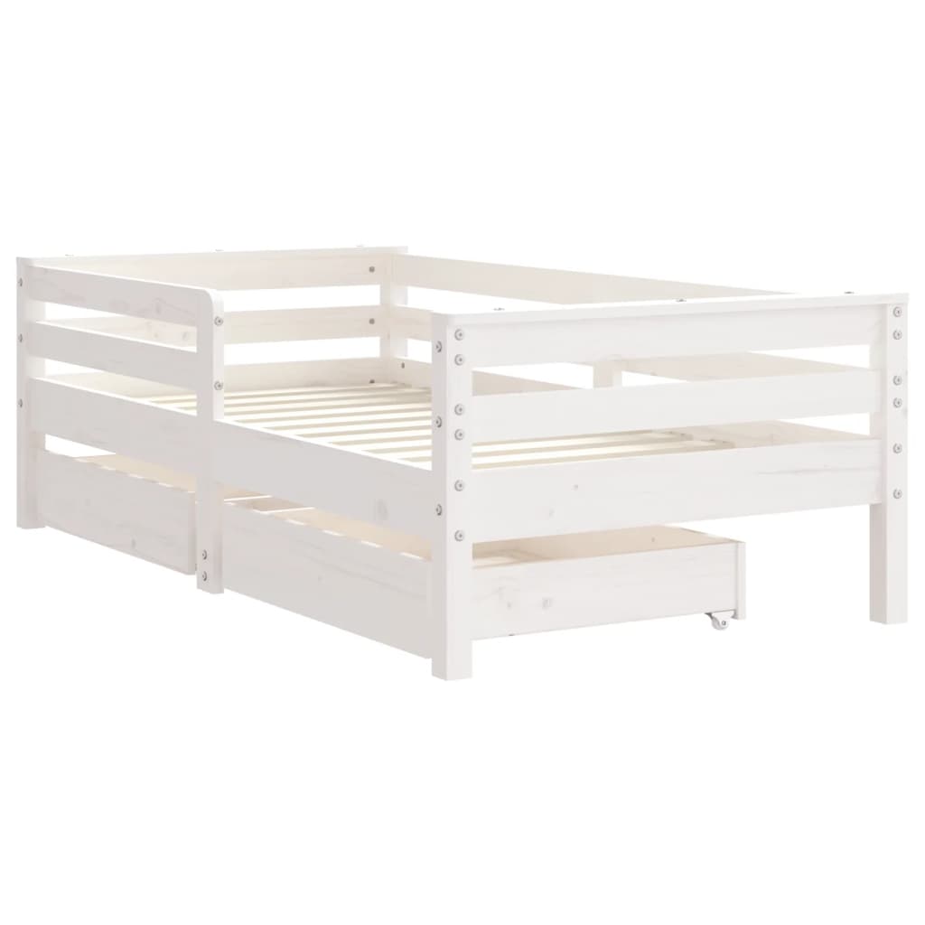 Kinderbedframe met lades 70x140 cm massief grenenhout wit is nu te koop bij PeponiXL, paradijselijk wonen!