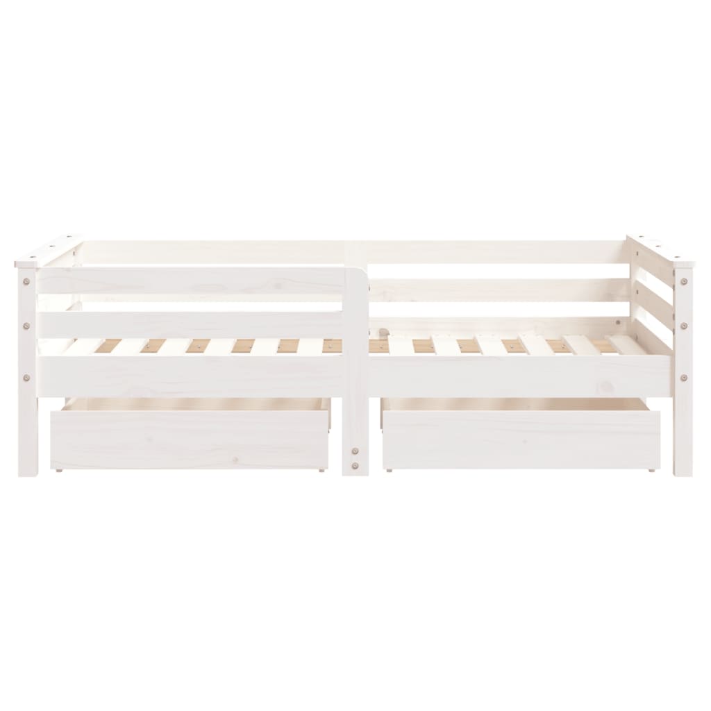 Kinderbedframe met lades 70x140 cm massief grenenhout wit is nu te koop bij PeponiXL, paradijselijk wonen!