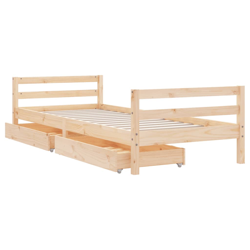 Kinderbedframe met lades 90x190 cm massief grenenhout is nu te koop bij PeponiXL, paradijselijk wonen!