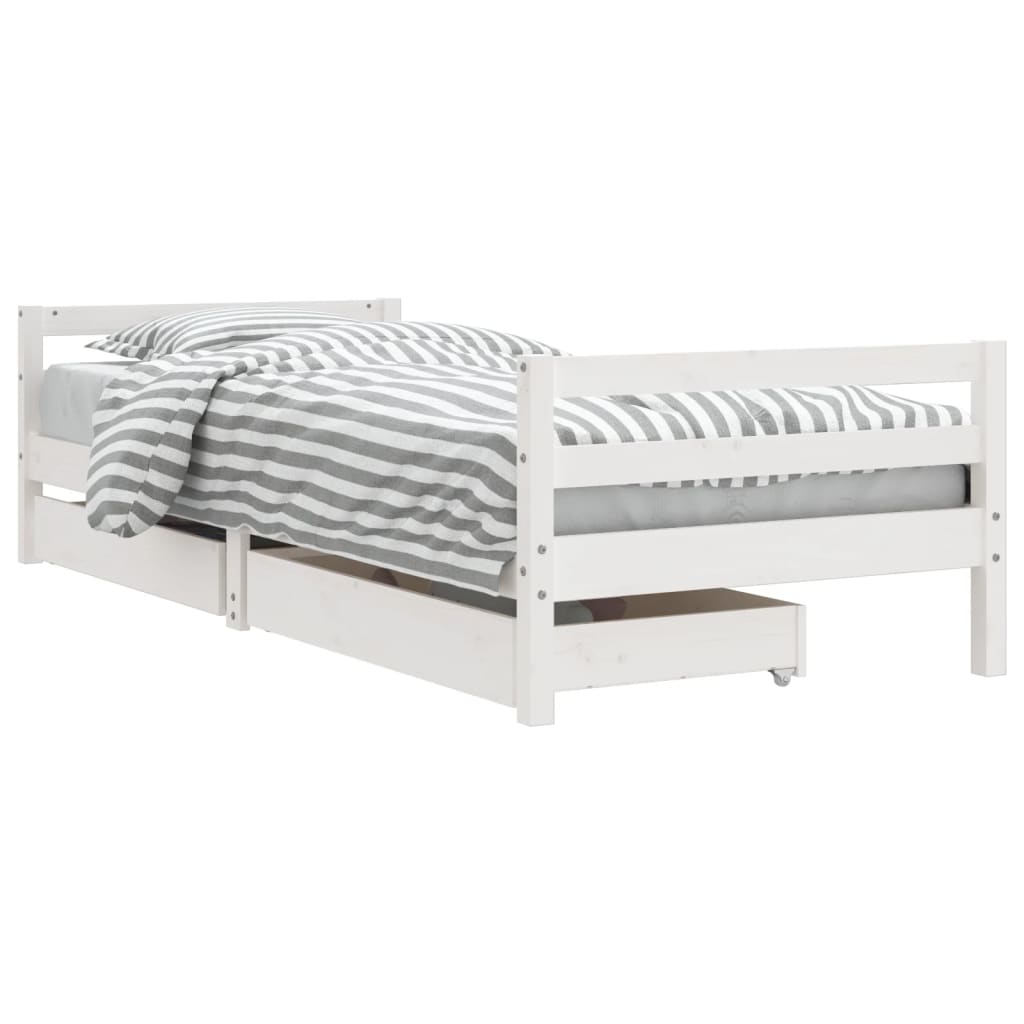 Kinderbedframe met lades 90x190 cm massief grenenhout wit is nu te koop bij PeponiXL, paradijselijk wonen!