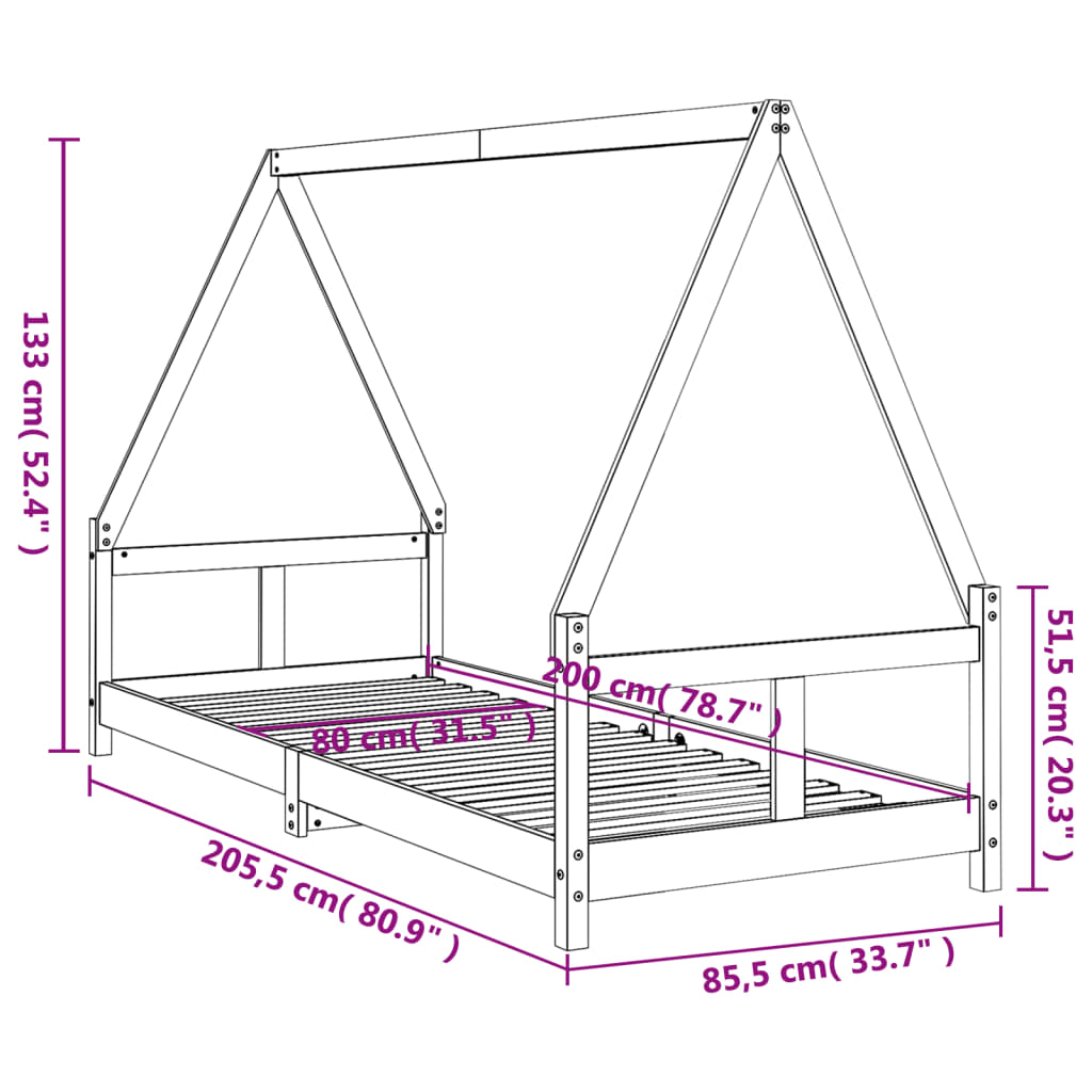 Kinderbedframe 80x200 cm massief grenenhout wit is nu te koop bij PeponiXL, paradijselijk wonen!