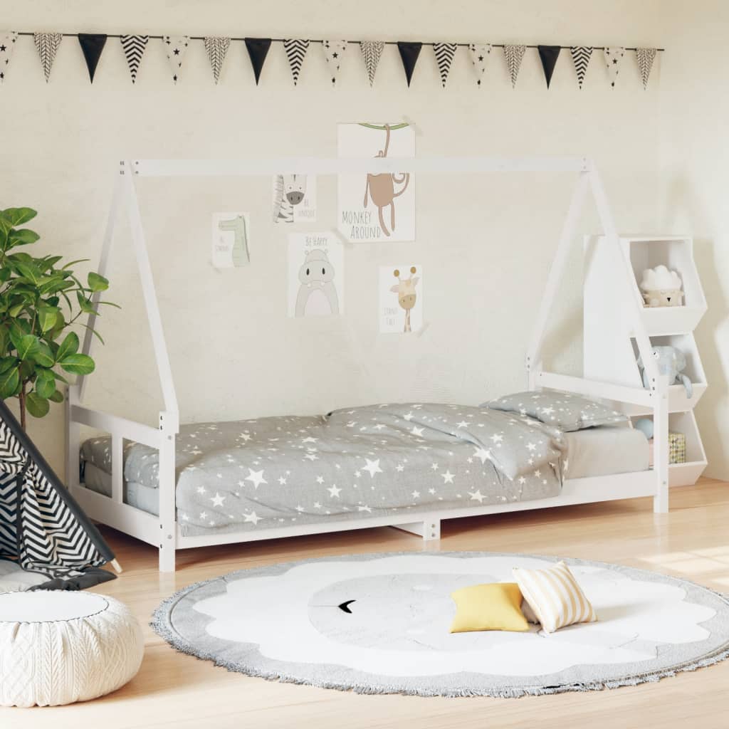 Kinderbedframe 80x200 cm massief grenenhout wit is nu te koop bij PeponiXL, paradijselijk wonen!