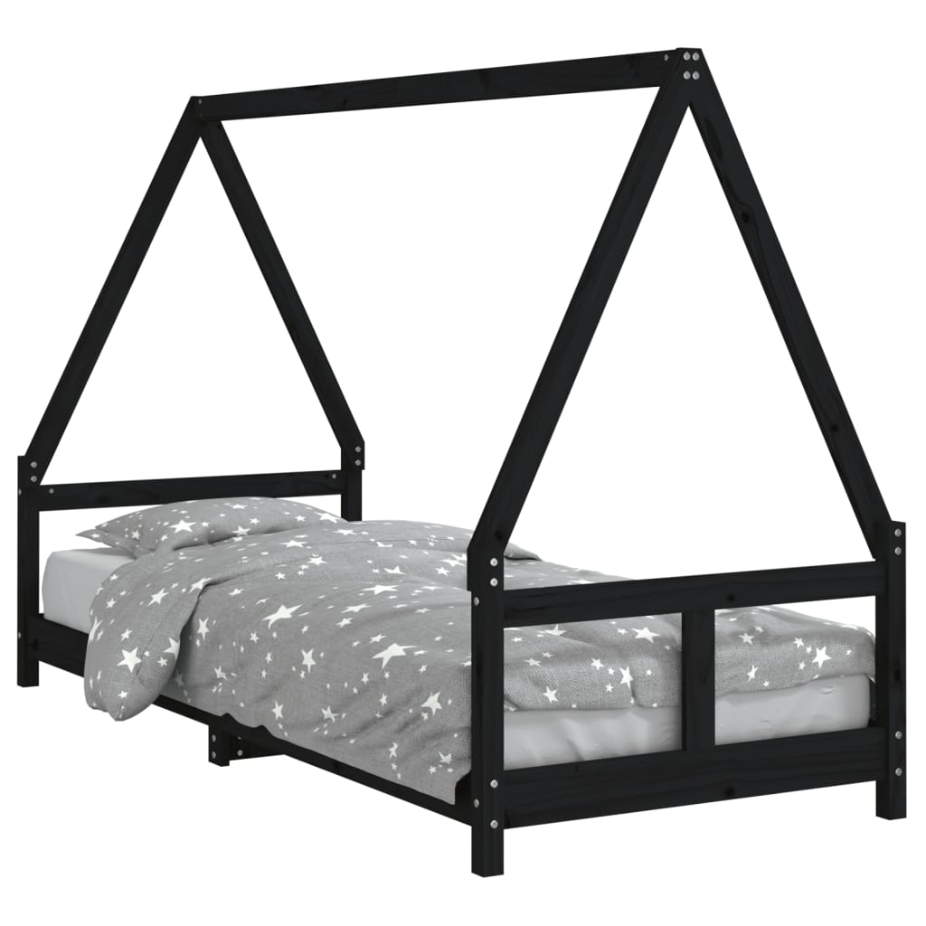 Kinderbedframe 80x200 cm massief grenenhout zwart is nu te koop bij PeponiXL, paradijselijk wonen!