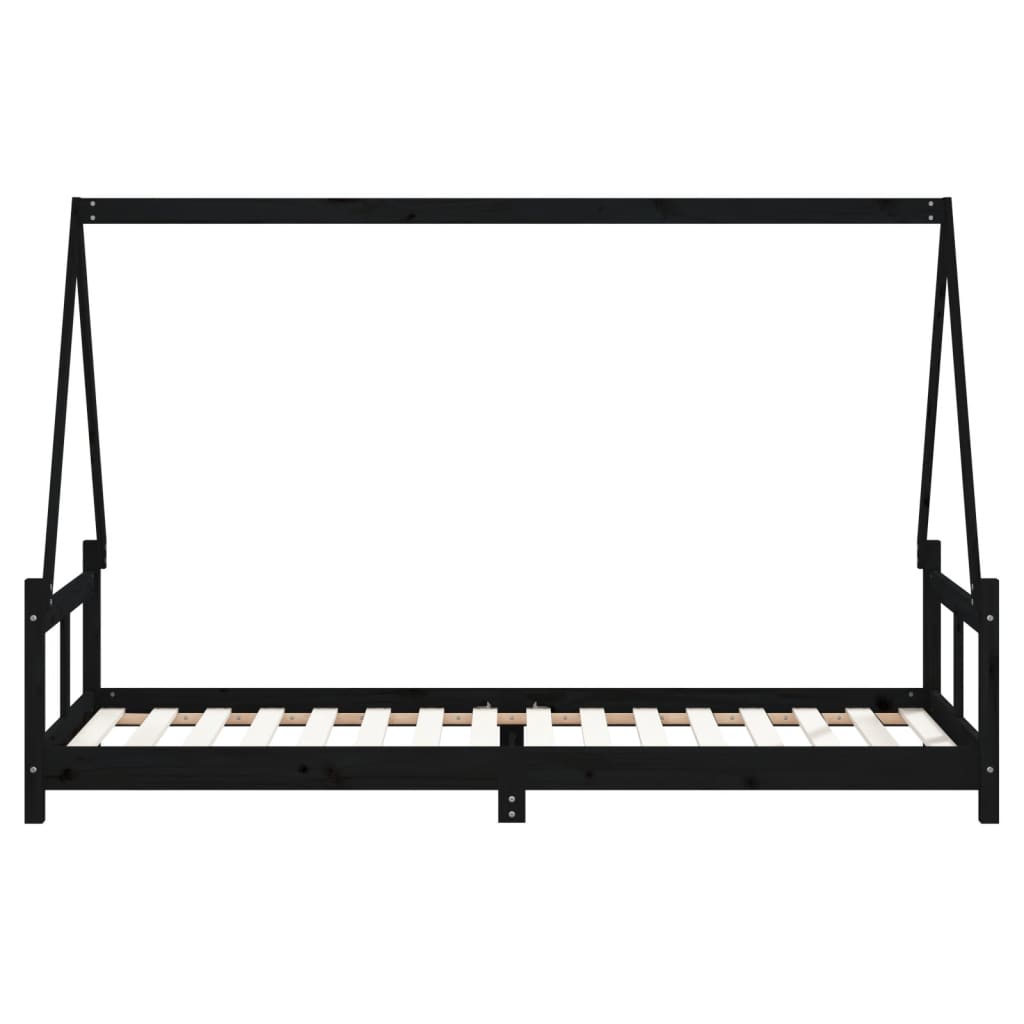 Kinderbedframe 80x200 cm massief grenenhout zwart is nu te koop bij PeponiXL, paradijselijk wonen!