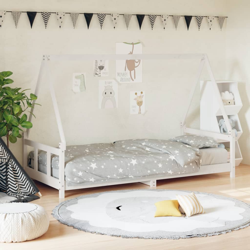 Kinderbedframe 90x200 cm massief grenenhout wit is nu te koop bij PeponiXL, paradijselijk wonen!