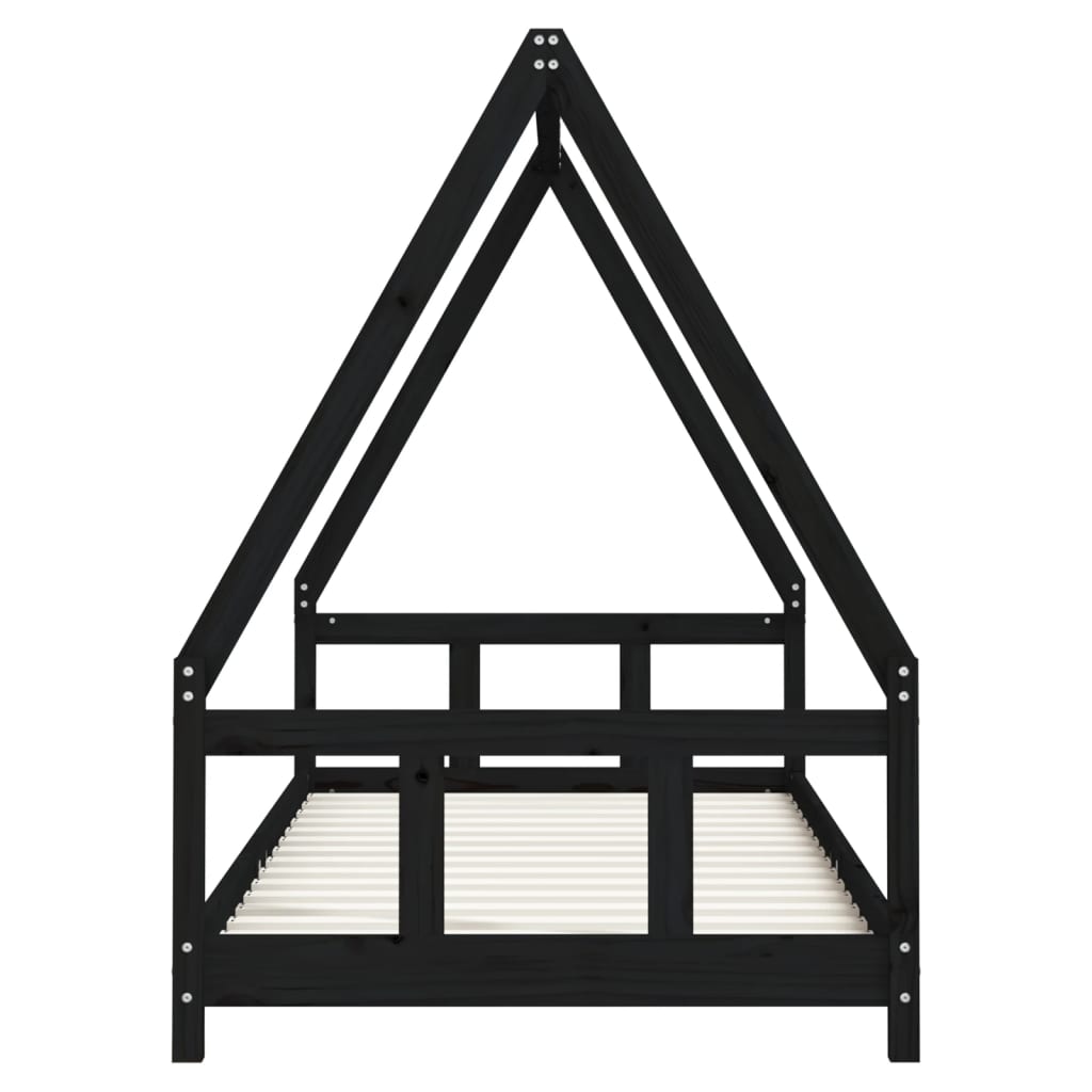 Kinderbedframe 90x200 cm massief grenenhout zwart is nu te koop bij PeponiXL, paradijselijk wonen!
