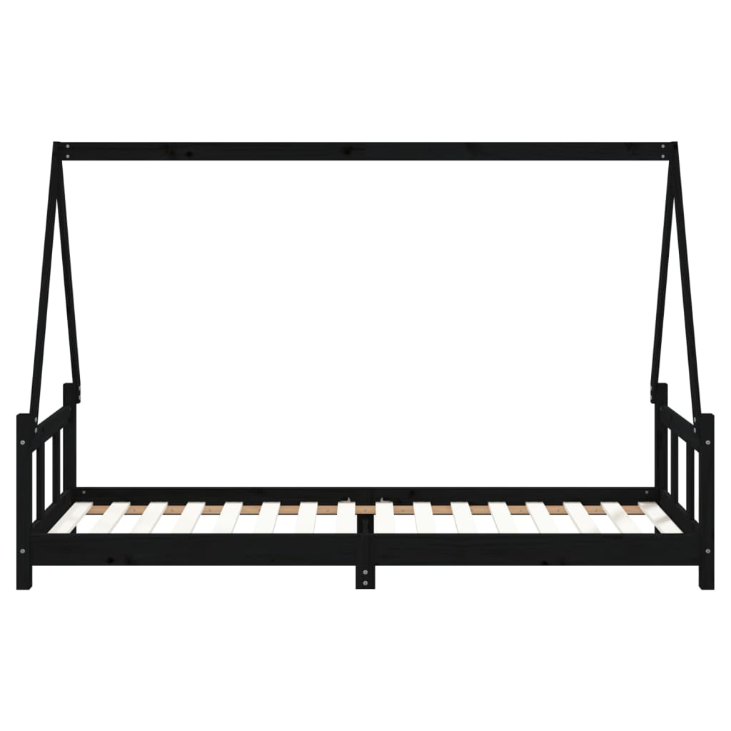 Kinderbedframe 90x200 cm massief grenenhout zwart is nu te koop bij PeponiXL, paradijselijk wonen!
