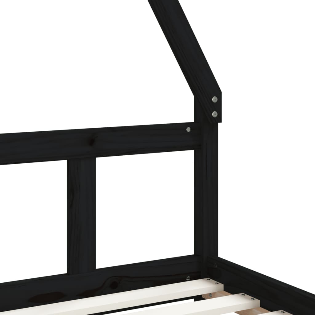 Kinderbedframe 90x200 cm massief grenenhout zwart is nu te koop bij PeponiXL, paradijselijk wonen!