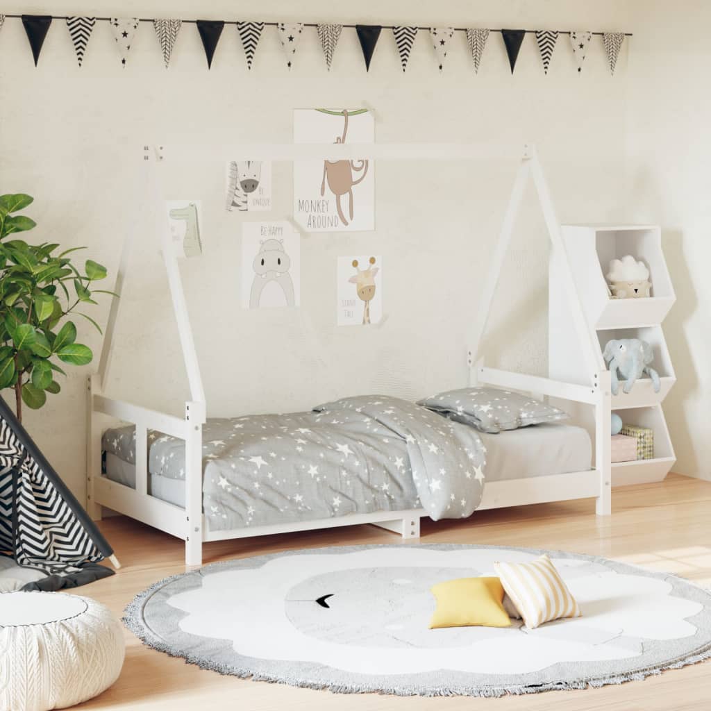 Kinderbedframe 80x160 cm massief grenenhout wit is nu te koop bij PeponiXL, paradijselijk wonen!