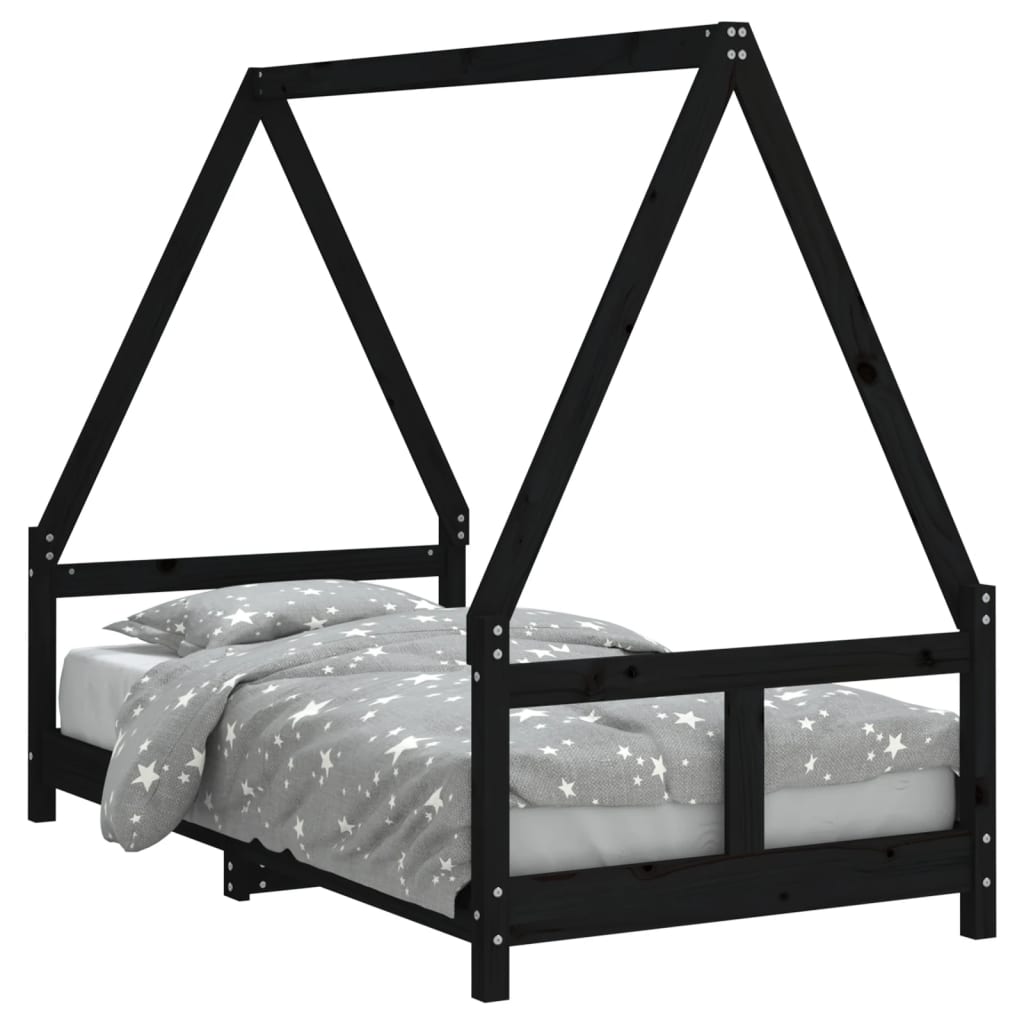 Kinderbedframe 80x160 cm massief grenenhout zwart is nu te koop bij PeponiXL, paradijselijk wonen!