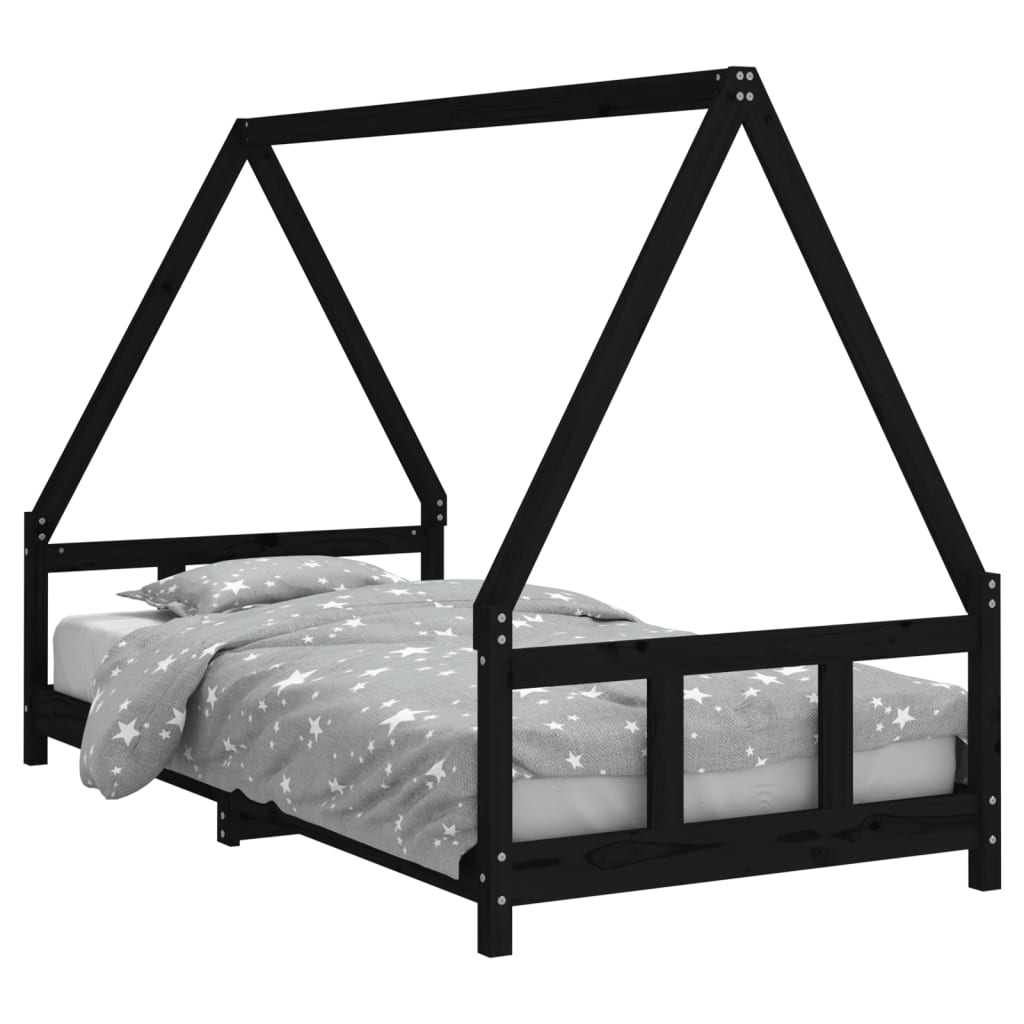 Kinderbedframe 90x190 cm massief grenenhout zwart is nu te koop bij PeponiXL, paradijselijk wonen!