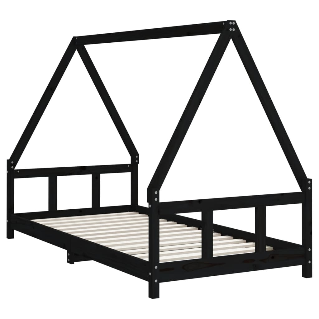 Kinderbedframe 90x190 cm massief grenenhout zwart is nu te koop bij PeponiXL, paradijselijk wonen!