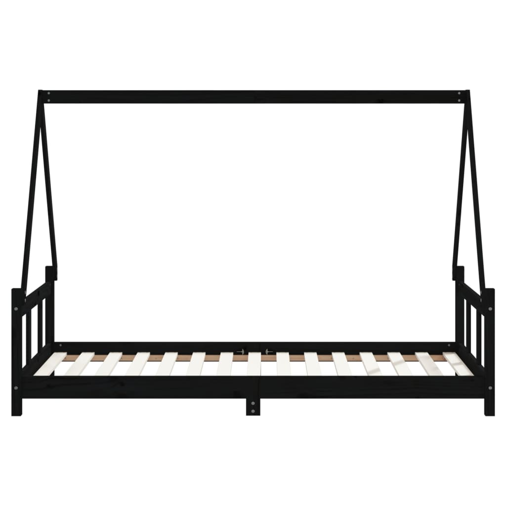 Kinderbedframe 90x190 cm massief grenenhout zwart is nu te koop bij PeponiXL, paradijselijk wonen!