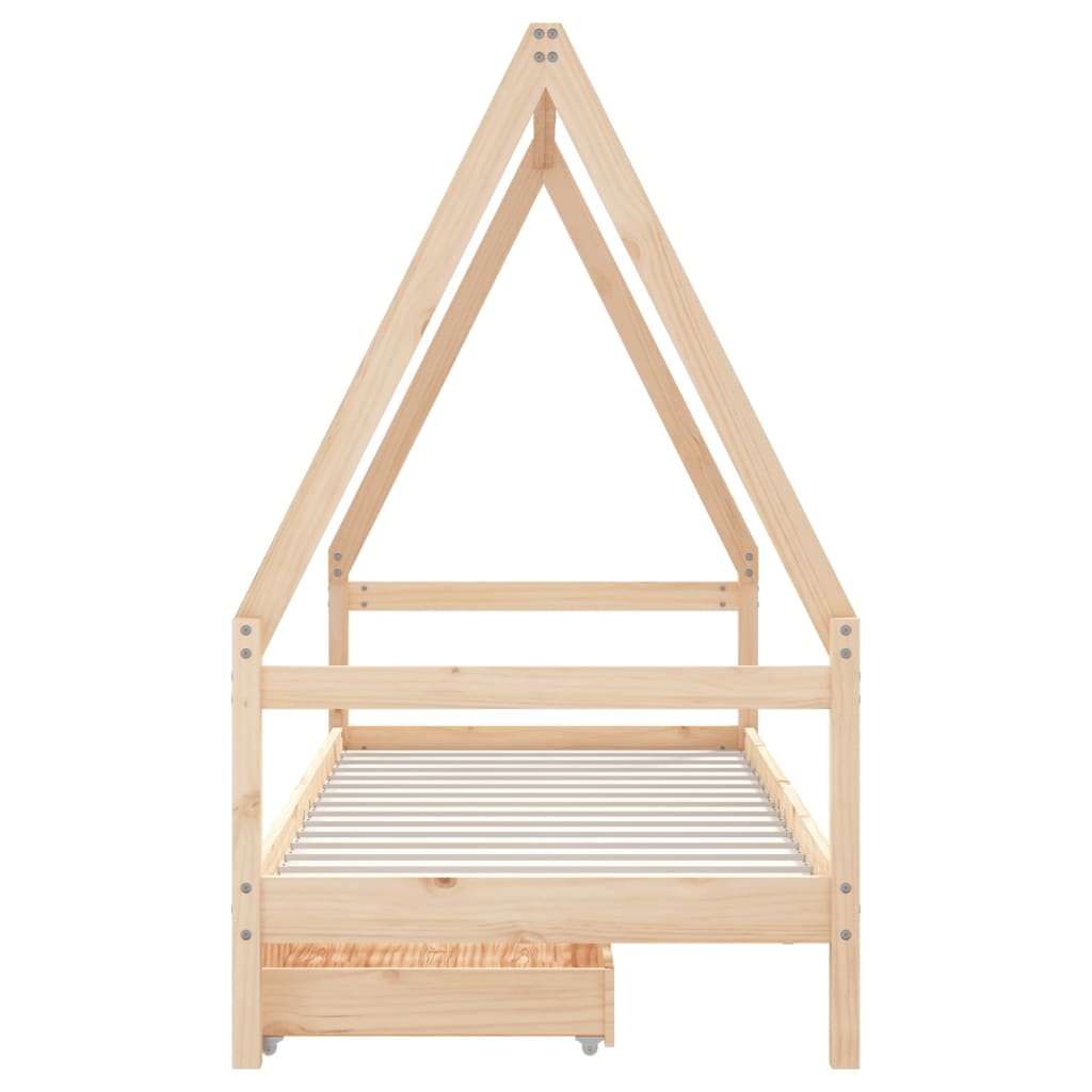 Kinderbedframe met lades 80x200 cm massief grenenhout is nu te koop bij PeponiXL, paradijselijk wonen!