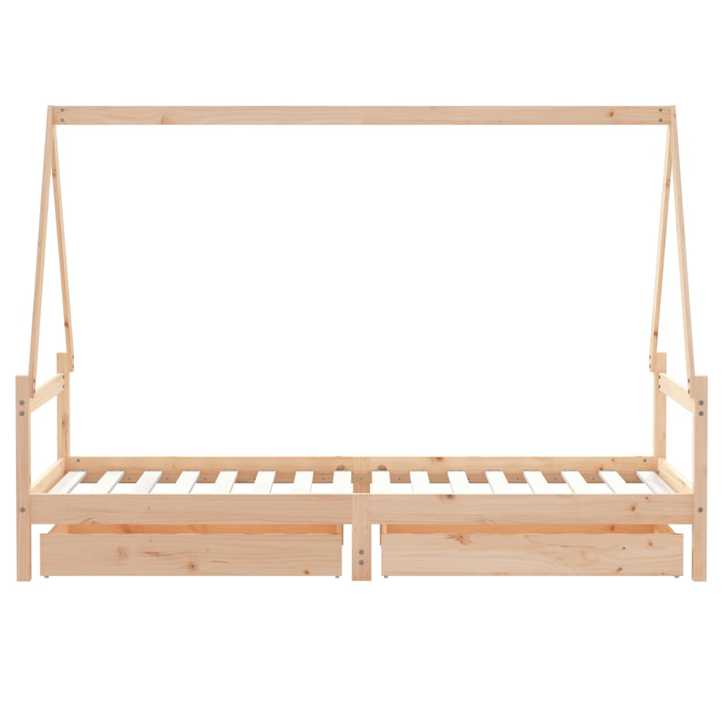 Kinderbedframe met lades 80x200 cm massief grenenhout is nu te koop bij PeponiXL, paradijselijk wonen!