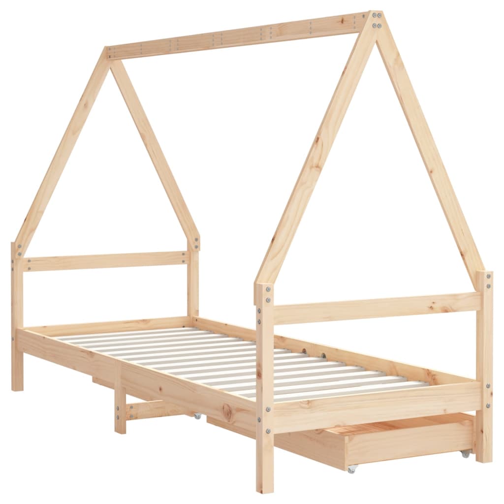 Kinderbedframe met lades 80x200 cm massief grenenhout is nu te koop bij PeponiXL, paradijselijk wonen!