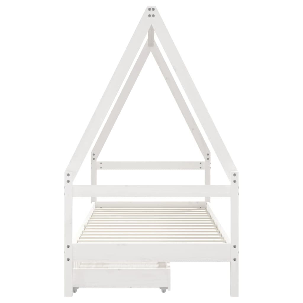 Kinderbedframe met lades 80x200 cm massief grenenhout wit is nu te koop bij PeponiXL, paradijselijk wonen!