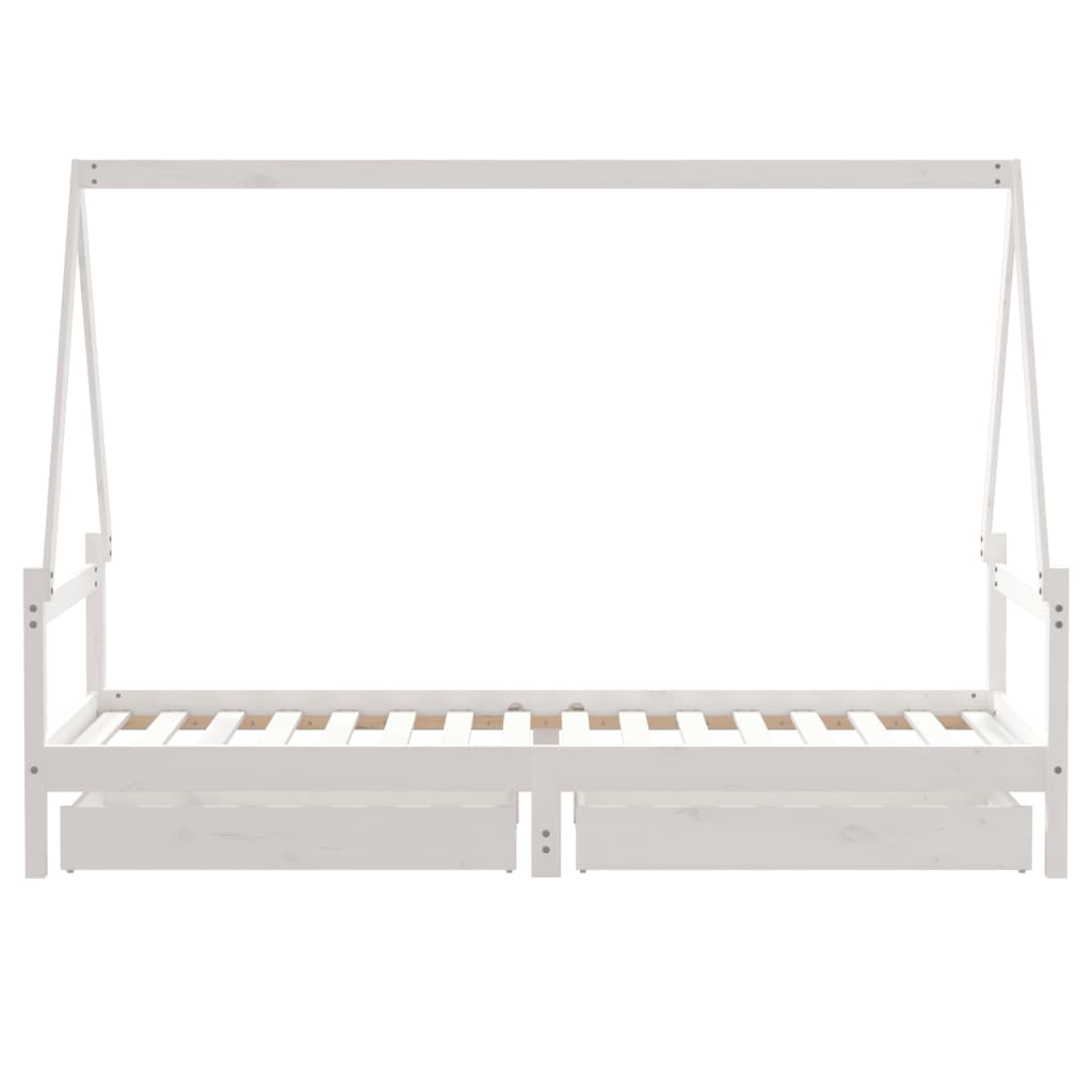 Kinderbedframe met lades 80x200 cm massief grenenhout wit is nu te koop bij PeponiXL, paradijselijk wonen!