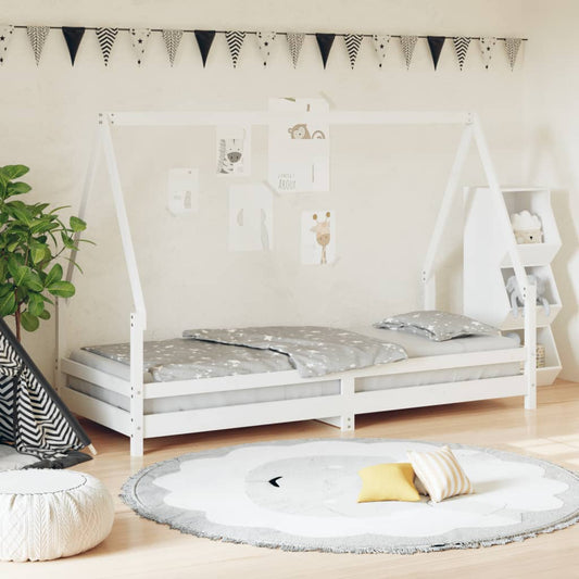 Kinderbedframe 80x200 cm massief grenenhout wit is nu te koop bij PeponiXL, paradijselijk wonen!