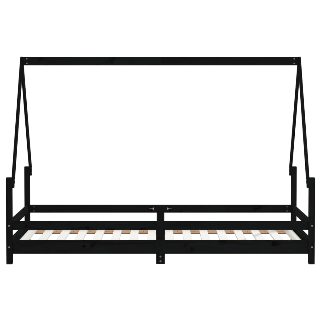 Kinderbedframe 80x200 cm massief grenenhout zwart is nu te koop bij PeponiXL, paradijselijk wonen!