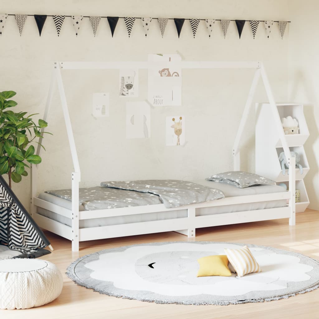 Kinderbedframe 90x200 cm massief grenenhout wit is nu te koop bij PeponiXL, paradijselijk wonen!