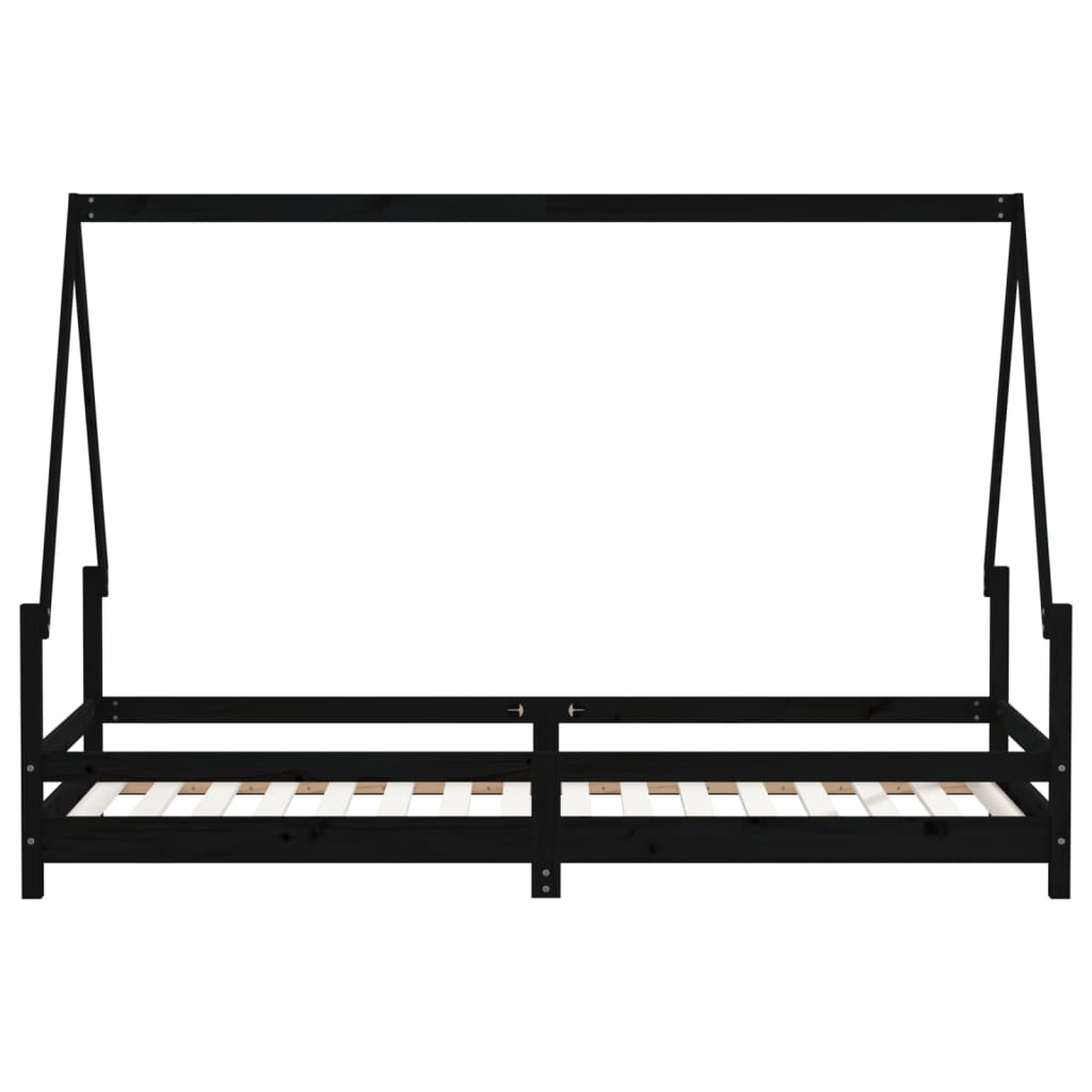 Kinderbedframe 90x200 cm massief grenenhout zwart is nu te koop bij PeponiXL, paradijselijk wonen!