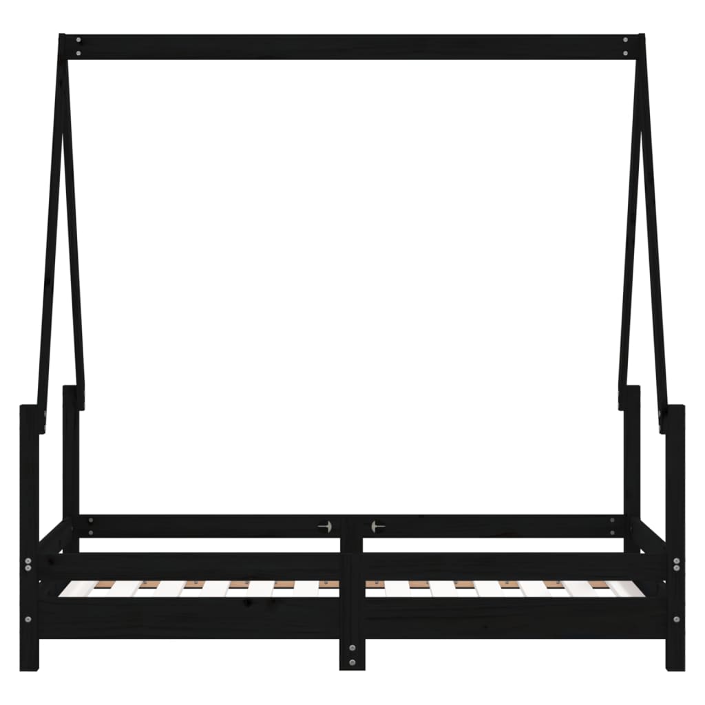 Kinderbedframe 70x140 cm massief grenenhout zwart is nu te koop bij PeponiXL, paradijselijk wonen!