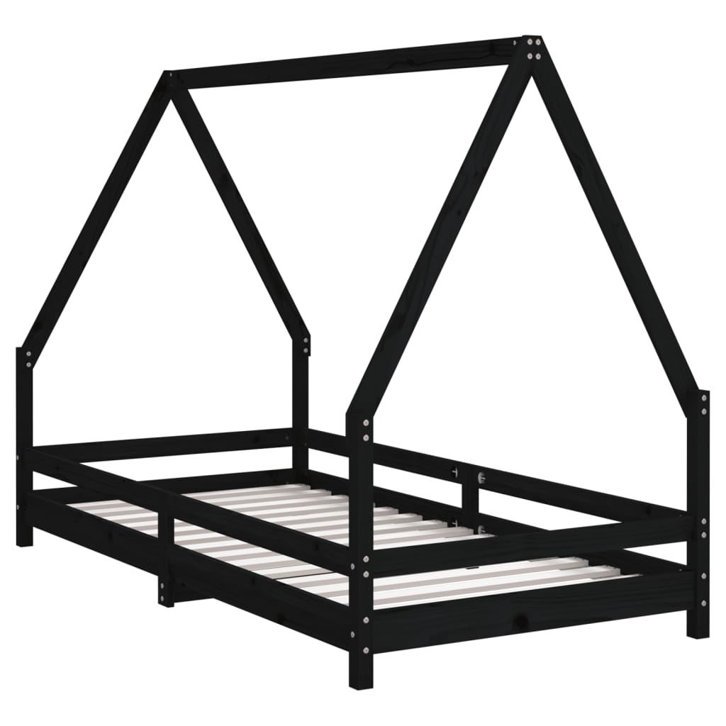 Kinderbedframe 90x190 cm massief grenenhout zwart is nu te koop bij PeponiXL, paradijselijk wonen!