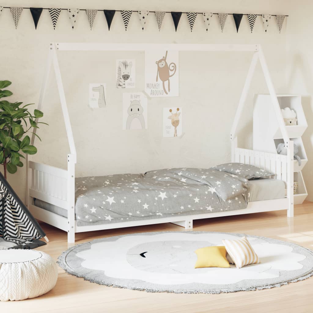 Kinderbedframe 80x200 cm massief grenenhout wit is nu te koop bij PeponiXL, paradijselijk wonen!