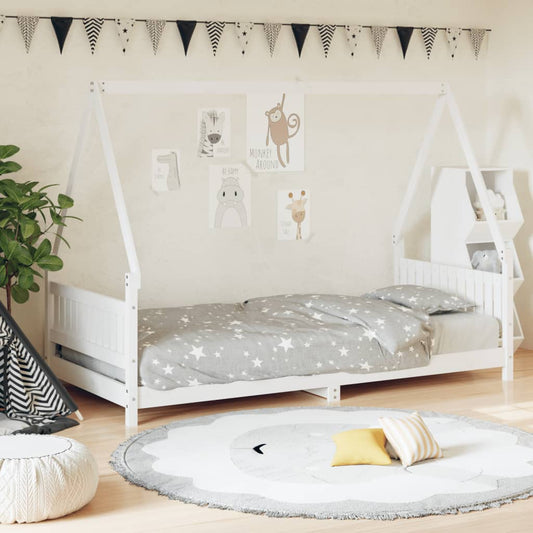 Kinderbedframe 90x200 cm massief grenenhout wit is nu te koop bij PeponiXL, paradijselijk wonen!