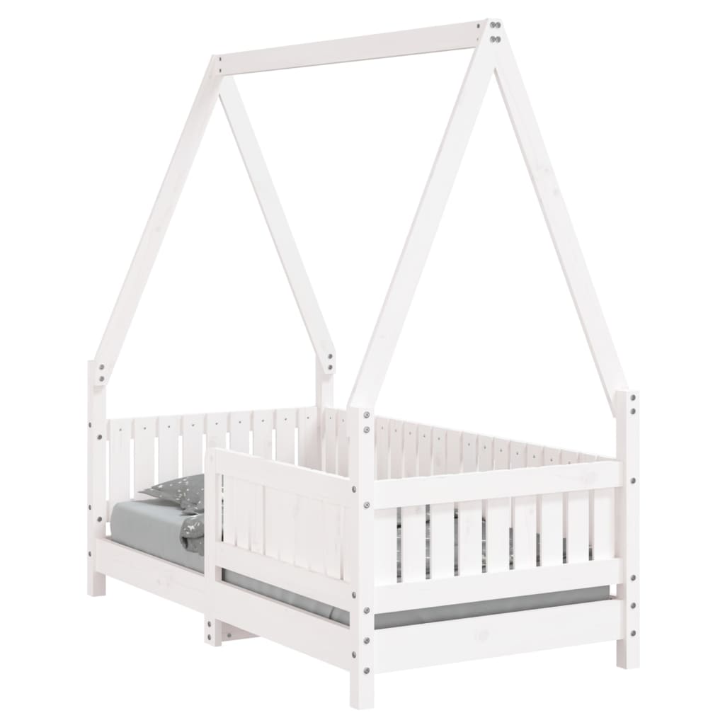 Kinderbedframe 70x140 cm massief grenenhout wit is nu te koop bij PeponiXL, paradijselijk wonen!