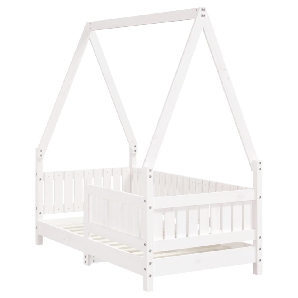 Kinderbedframe 70x140 cm massief grenenhout wit is nu te koop bij PeponiXL, paradijselijk wonen!