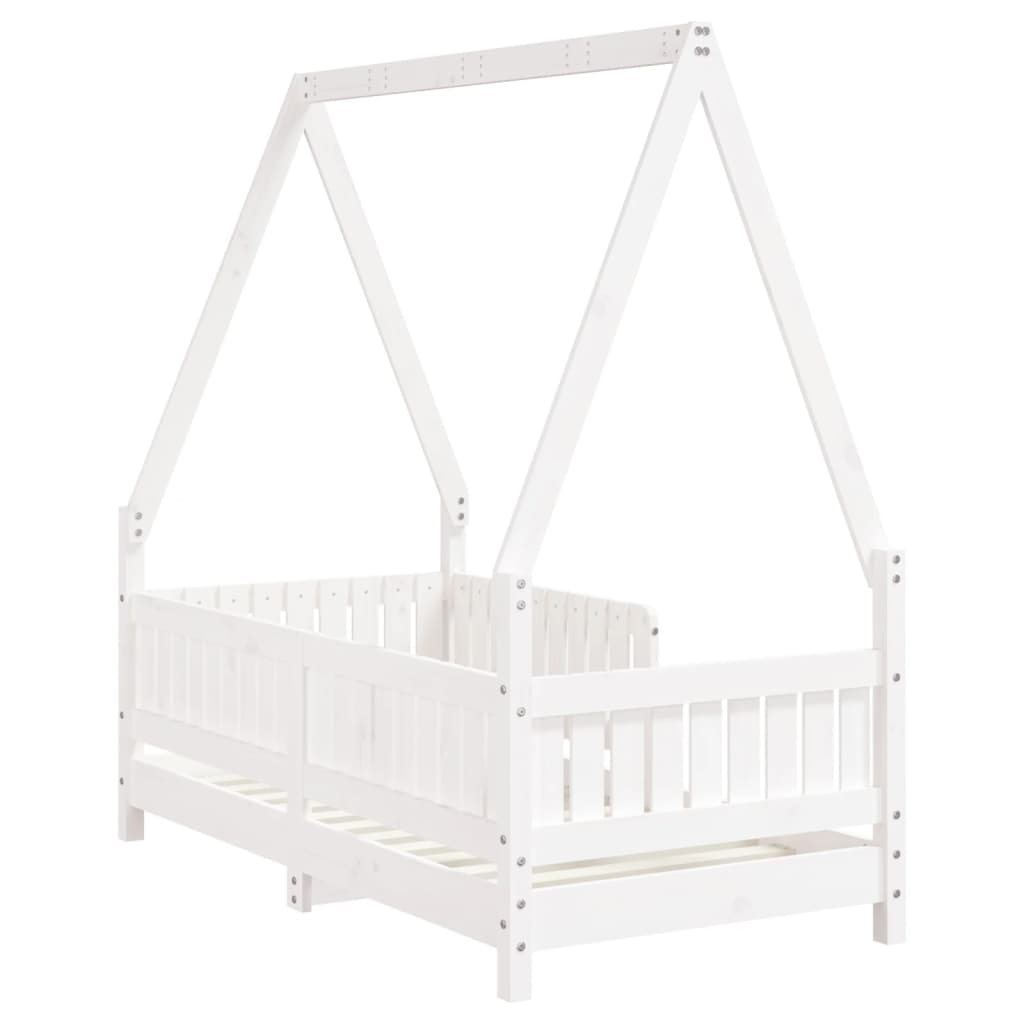 Kinderbedframe 70x140 cm massief grenenhout wit is nu te koop bij PeponiXL, paradijselijk wonen!