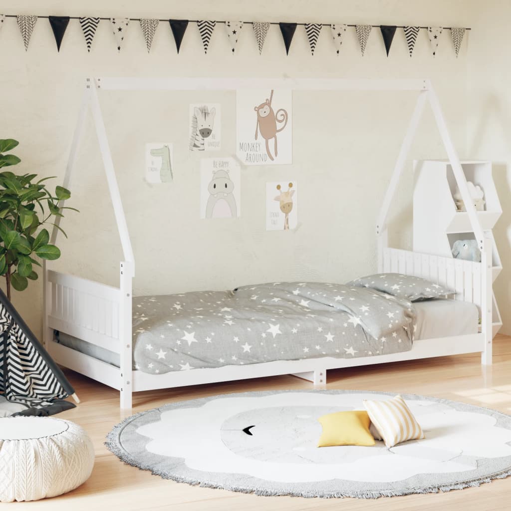 Kinderbedframe 90x190 cm massief grenenhout wit is nu te koop bij PeponiXL, paradijselijk wonen!