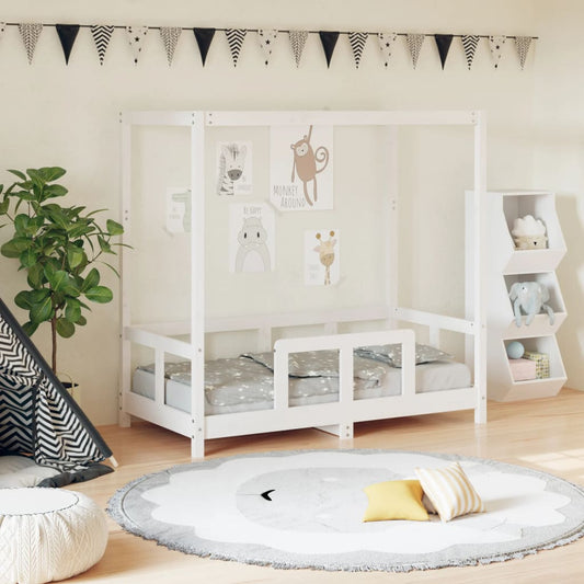 Kinderbedframe 70x140 cm massief grenenhout wit is nu te koop bij PeponiXL, paradijselijk wonen!