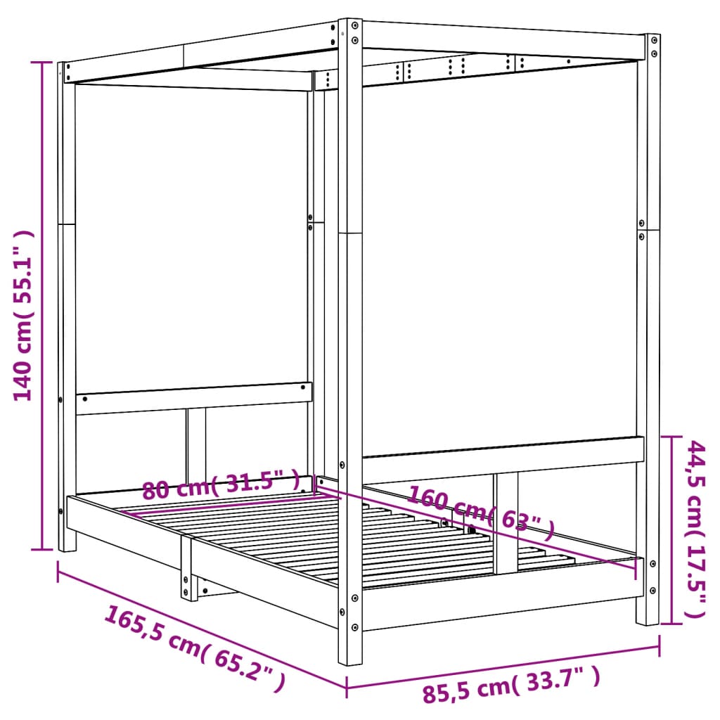 Kinderbedframe 80x160 cm massief grenenhout is nu te koop bij PeponiXL, paradijselijk wonen!