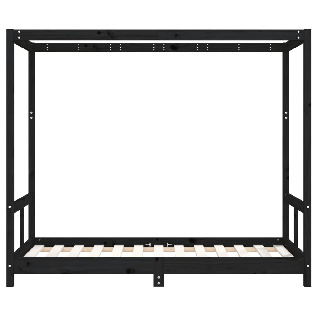 Kinderbedframe 80x160 cm massief grenenhout zwart is nu te koop bij PeponiXL, paradijselijk wonen!