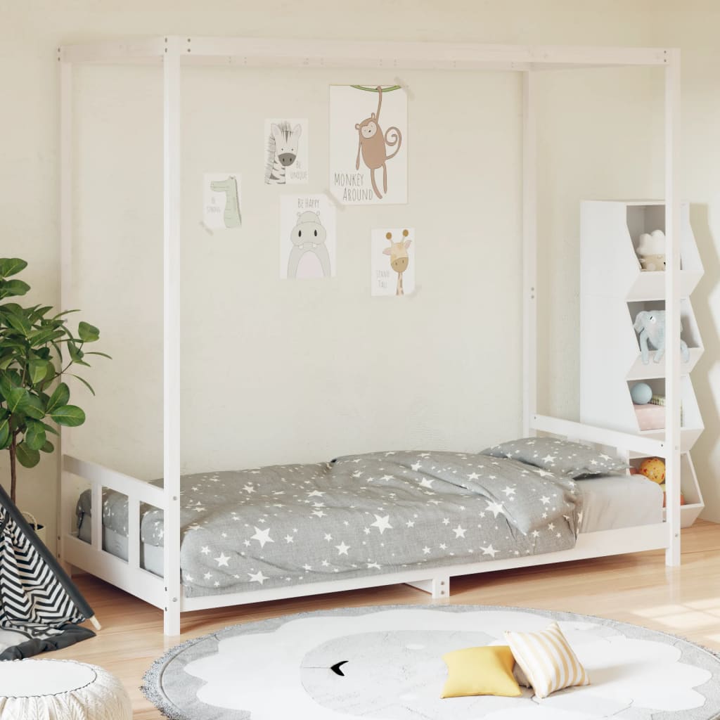 Kinderbedframe 90x190 cm massief grenenhout wit is nu te koop bij PeponiXL, paradijselijk wonen!