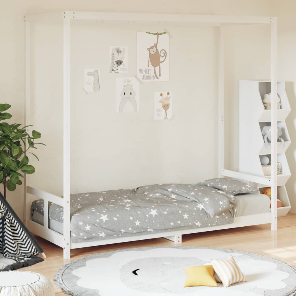 Kinderbedframe 80x200 cm massief grenenhout wit is nu te koop bij PeponiXL, paradijselijk wonen!