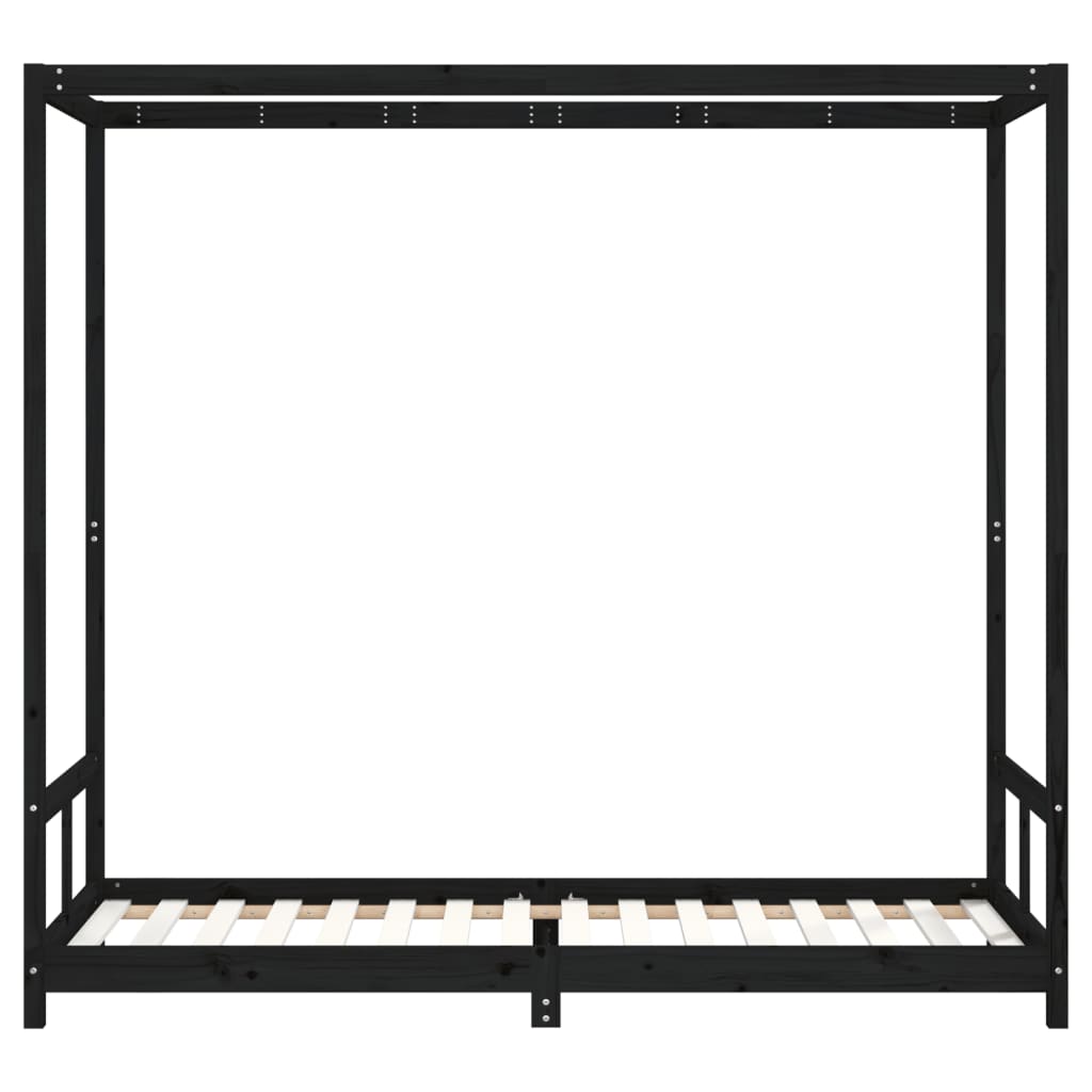 Kinderbedframe 80x200 cm massief grenenhout zwart is nu te koop bij PeponiXL, paradijselijk wonen!