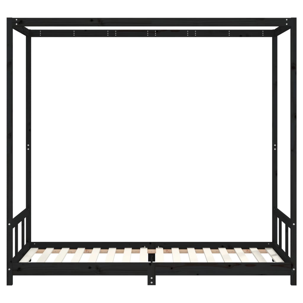 Kinderbedframe 90x200 cm massief grenenhout zwart is nu te koop bij PeponiXL, paradijselijk wonen!