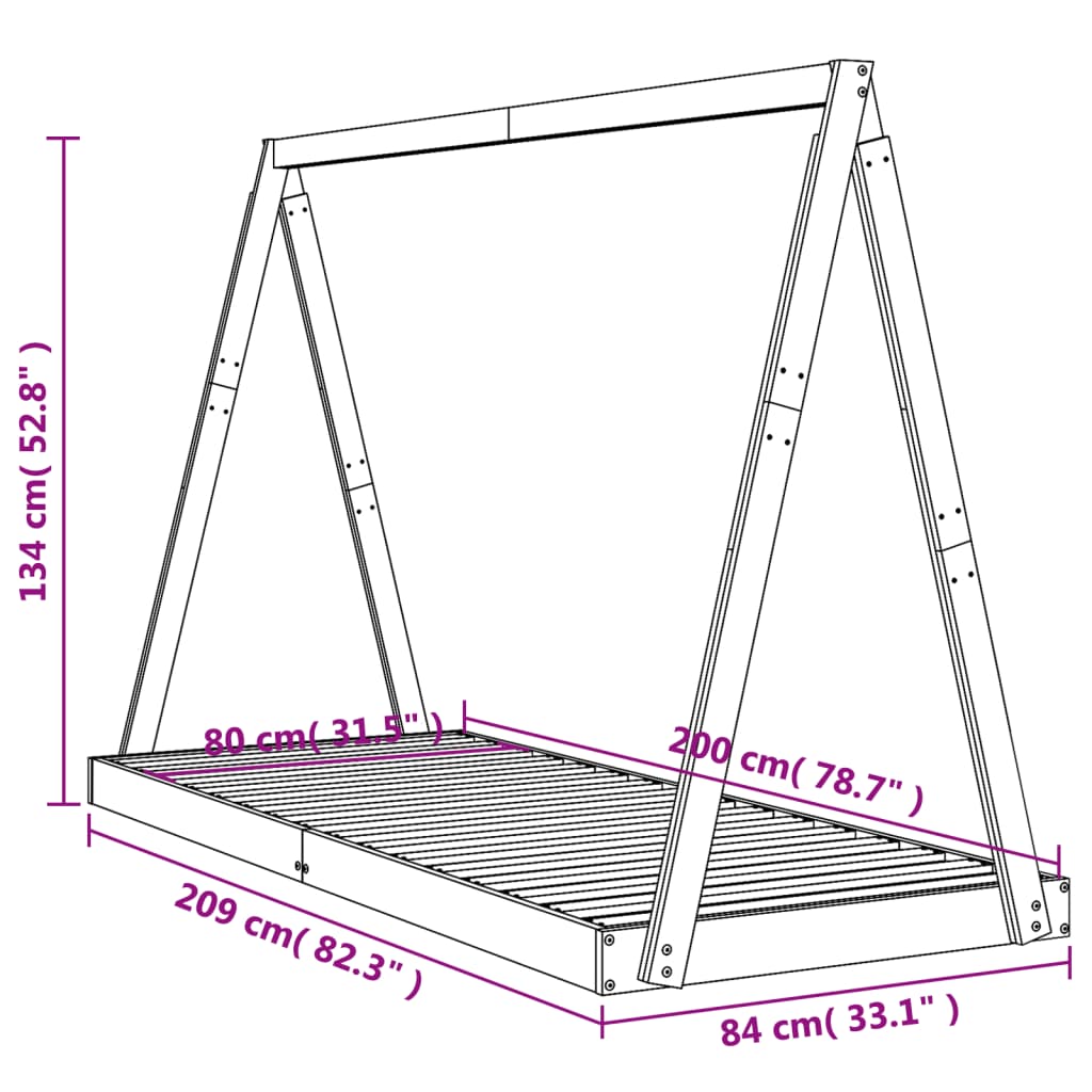 Kinderbedframe 80x200 cm massief grenenhout is nu te koop bij PeponiXL, paradijselijk wonen!