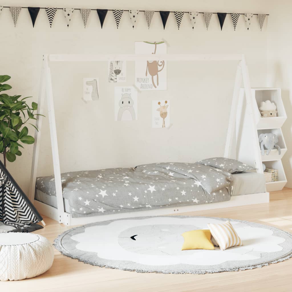 Kinderbedframe 80x200 cm massief grenenhout wit is nu te koop bij PeponiXL, paradijselijk wonen!