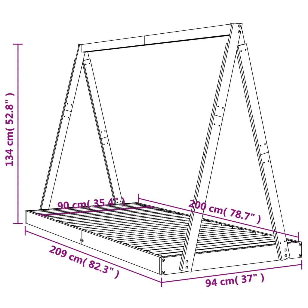 Kinderbedframe 90x200 cm massief grenenhout wit is nu te koop bij PeponiXL, paradijselijk wonen!