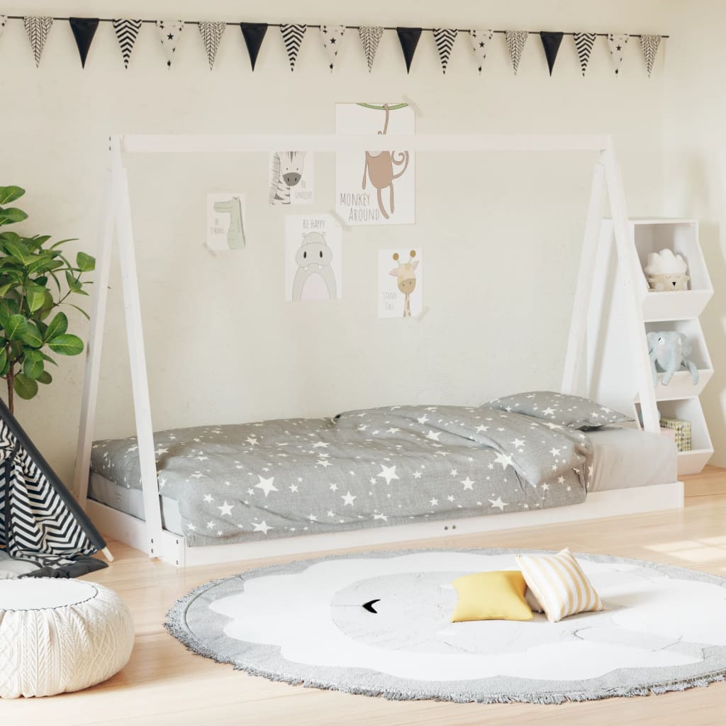 Kinderbedframe 90x200 cm massief grenenhout wit is nu te koop bij PeponiXL, paradijselijk wonen!